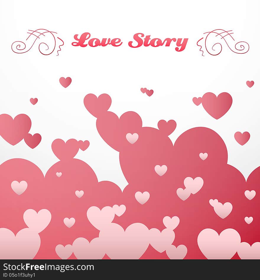 Pink and red heart shape background.