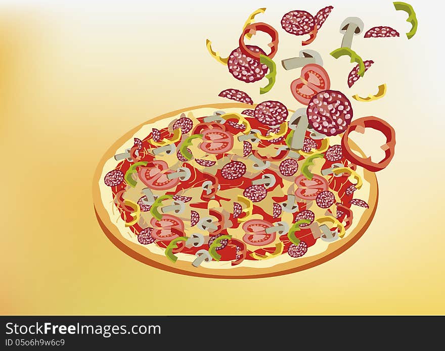 Pizza, Menu , Restaurant ,  Illustration