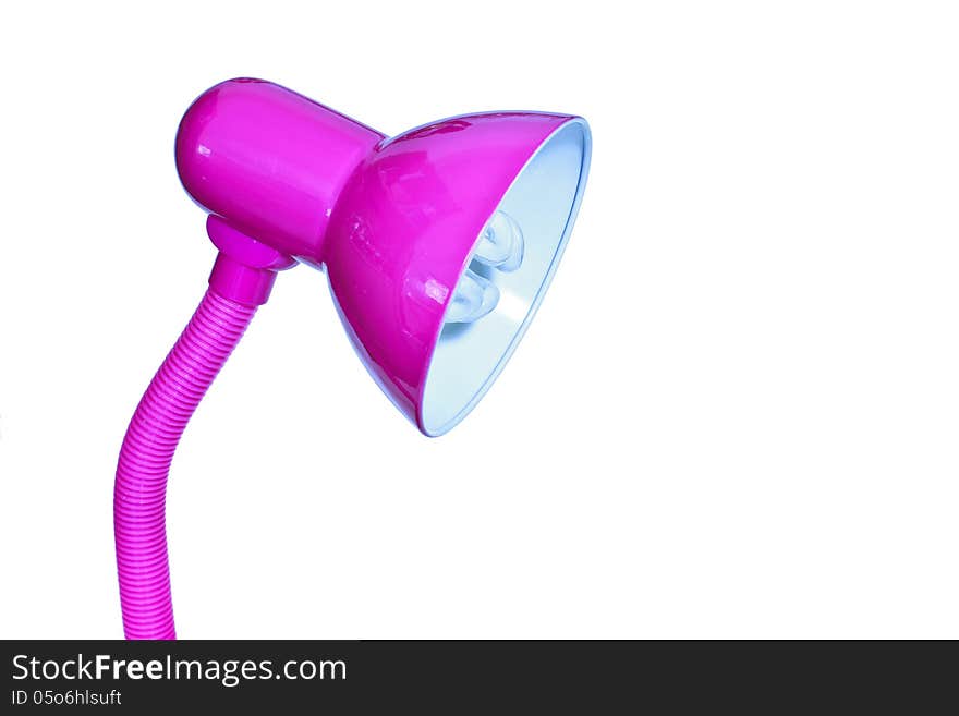 Pink table lamp isolated on a white background