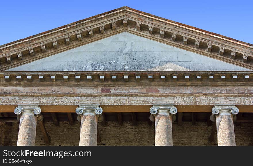 Close-up on the facade of a neoclassic building. Close-up on the facade of a neoclassic building