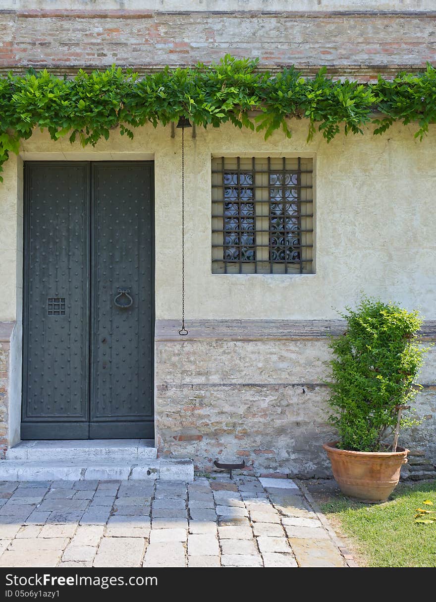 Close-Up On Exterior of an Italian Villa