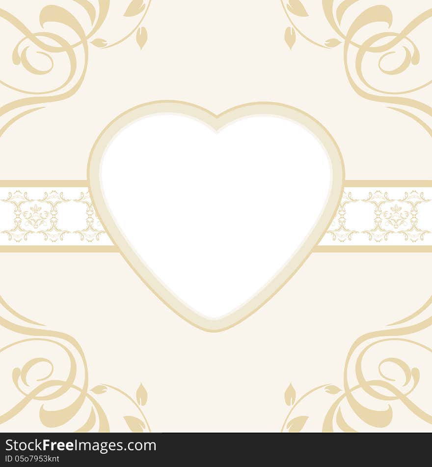 Heart on the ornamental background