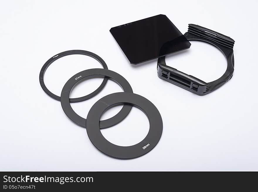 Neutral density filter set on white desk