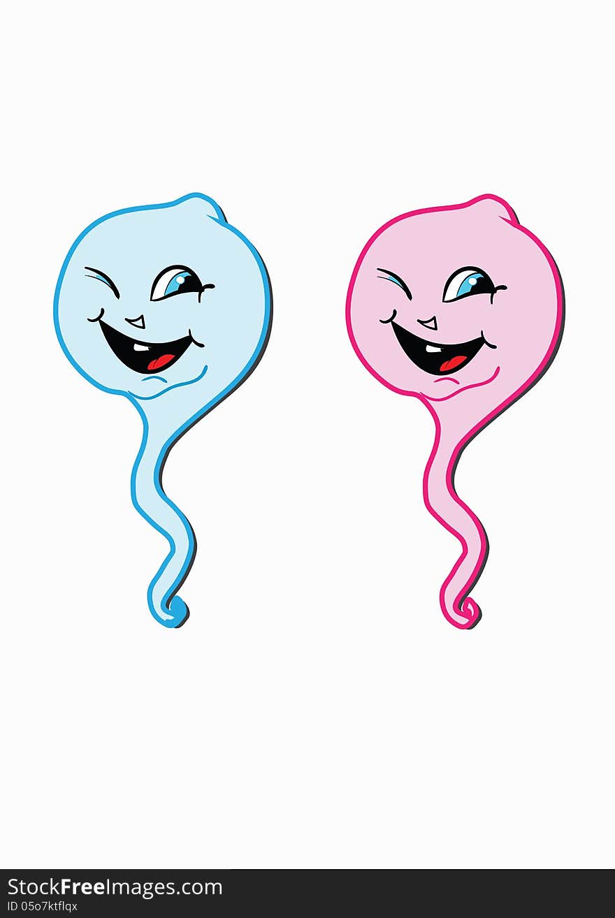 Drawn spermatozoa. Girl and Boy