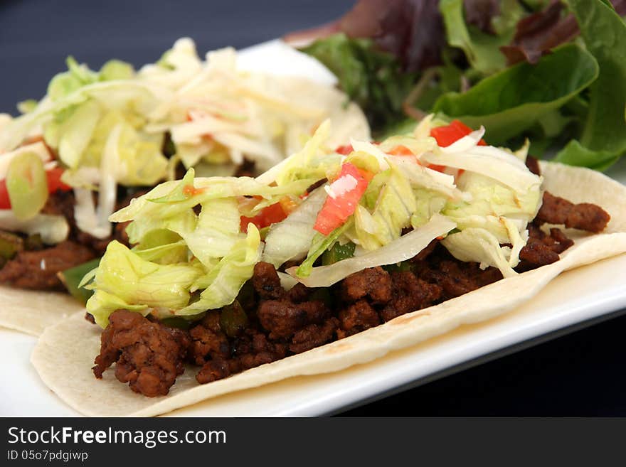 Beef tacos closeup