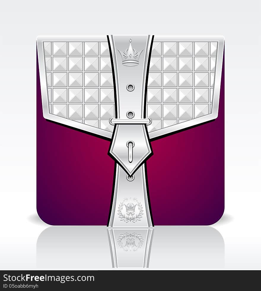 Folder icon with crown leaves silver red colors