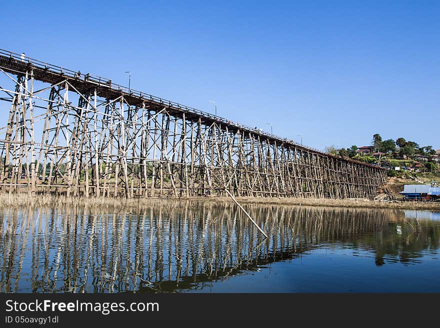 This is Longest wooden bridge in Thailand, at Sangkhlaburi. This is Longest wooden bridge in Thailand, at Sangkhlaburi