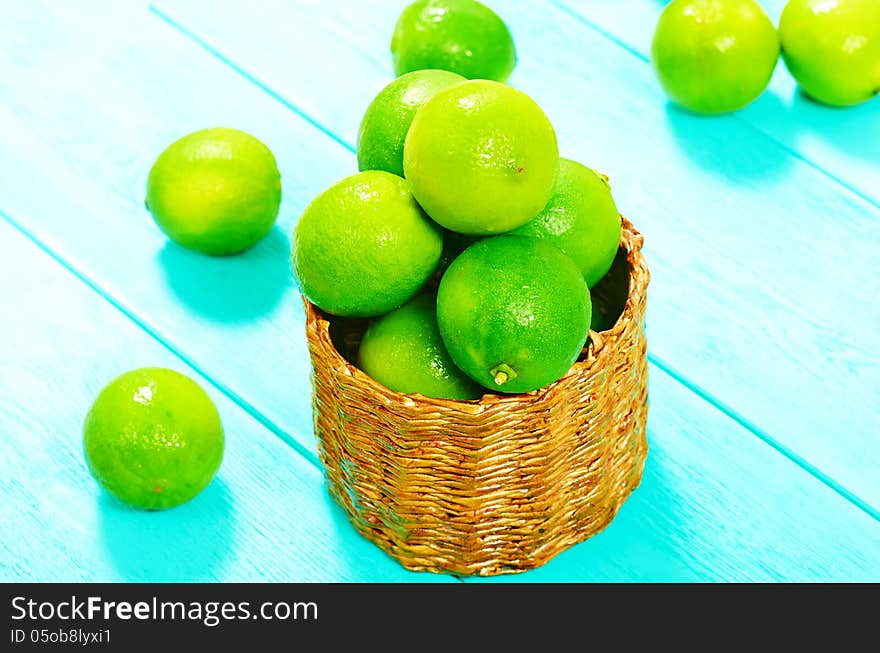 Lime fruit in a basket. Lime fruit in a basket