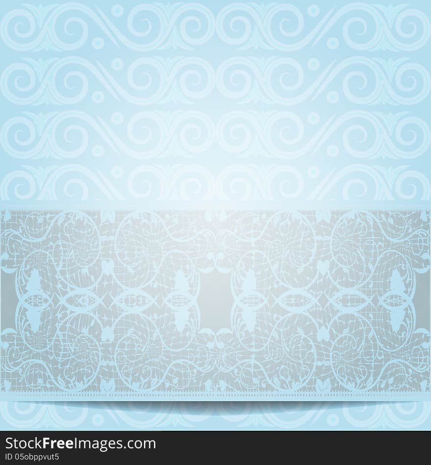 Blue invitation or greeting card. Vector illustration