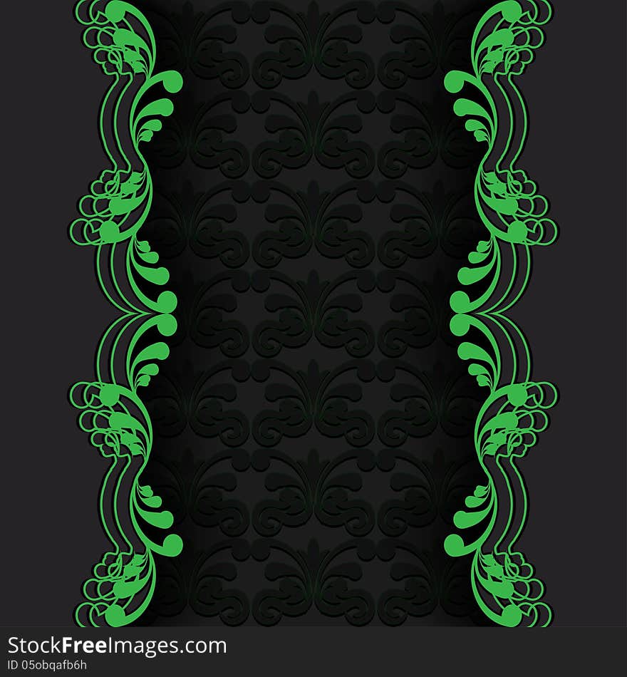 Abstraction dark background with green floral elements. Vector illustration. Abstraction dark background with green floral elements. Vector illustration