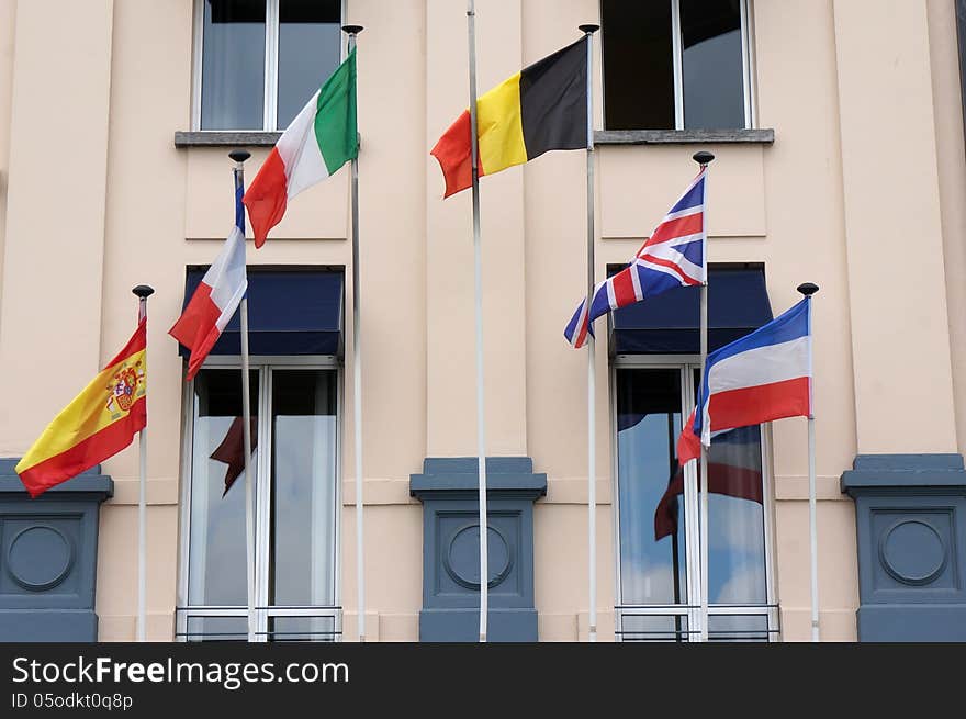 Hotel with flags