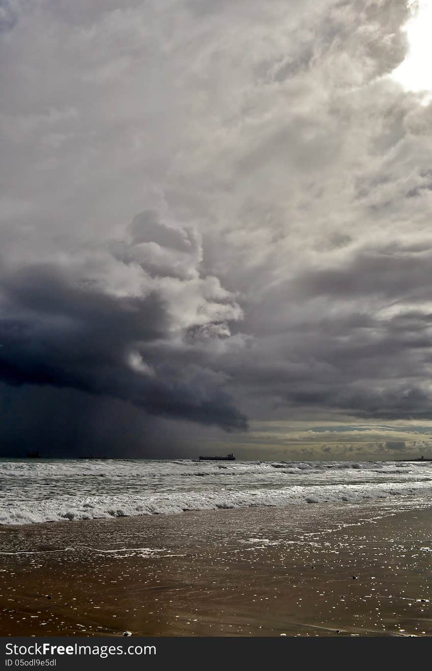 Seascape of stormy weather over the atlantic ocean. Seascape of stormy weather over the atlantic ocean