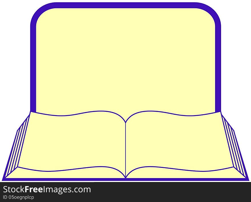 Icon with open book with frame and place for text