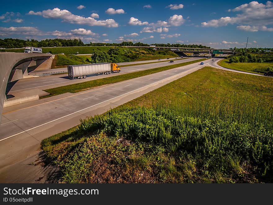 Clover Leaf Exit Ramps On Highway