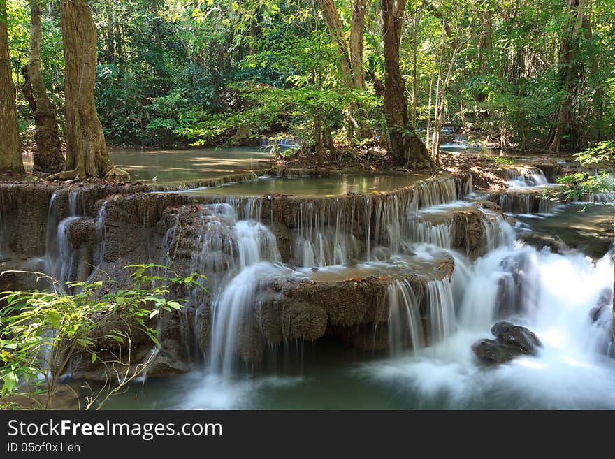 Beautiful Muti Layer Waterfall Deep Forest