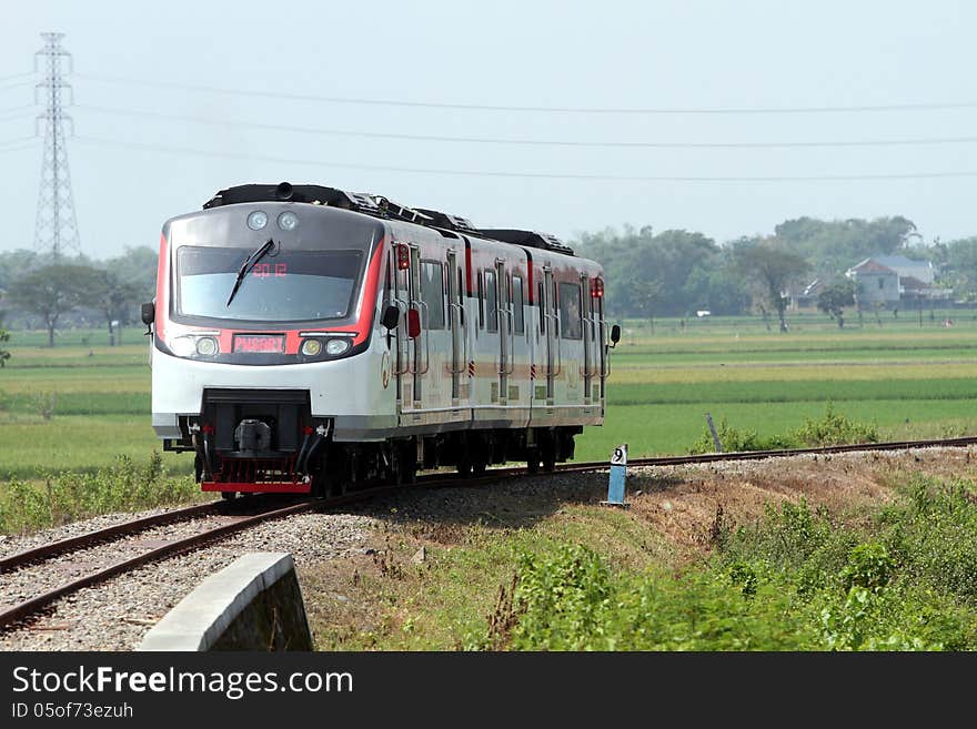 Railbus cross the border between Solo and Sukoharjo