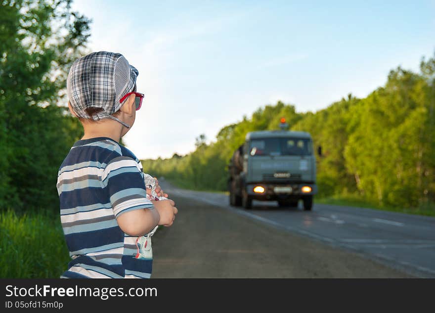 Car and boy