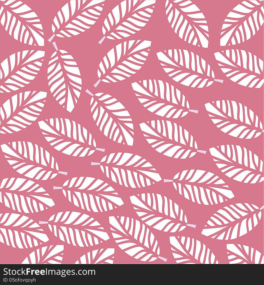 White leaves on a pink background