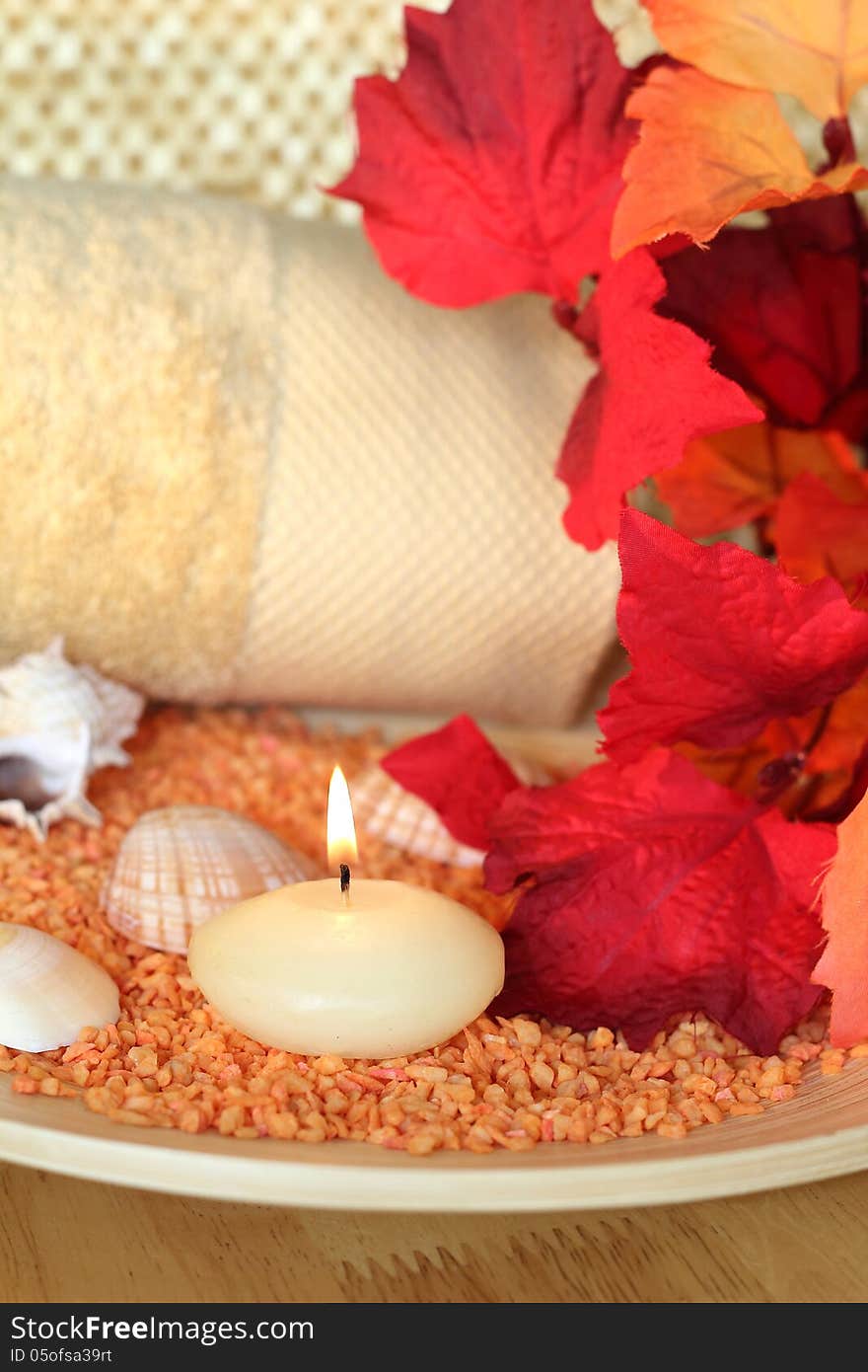 Autumn spa on a beige background. Autumn spa on a beige background