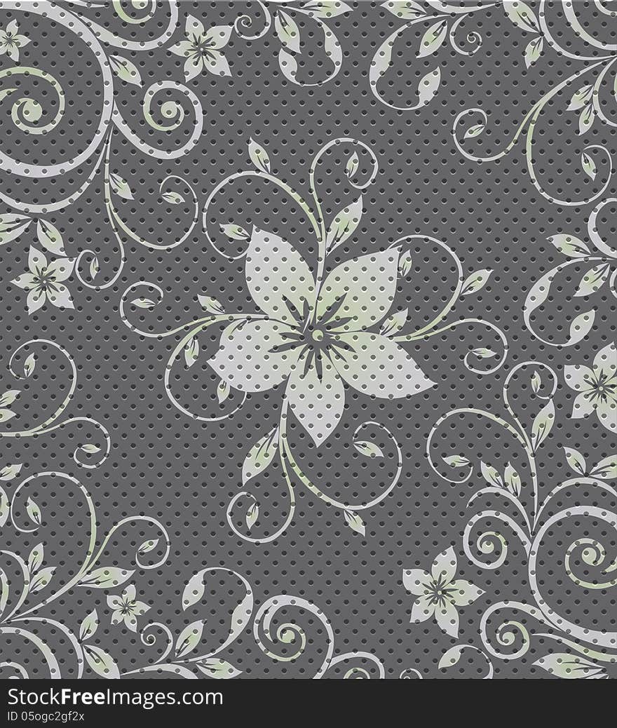 Floral oriental flowers on reticular background