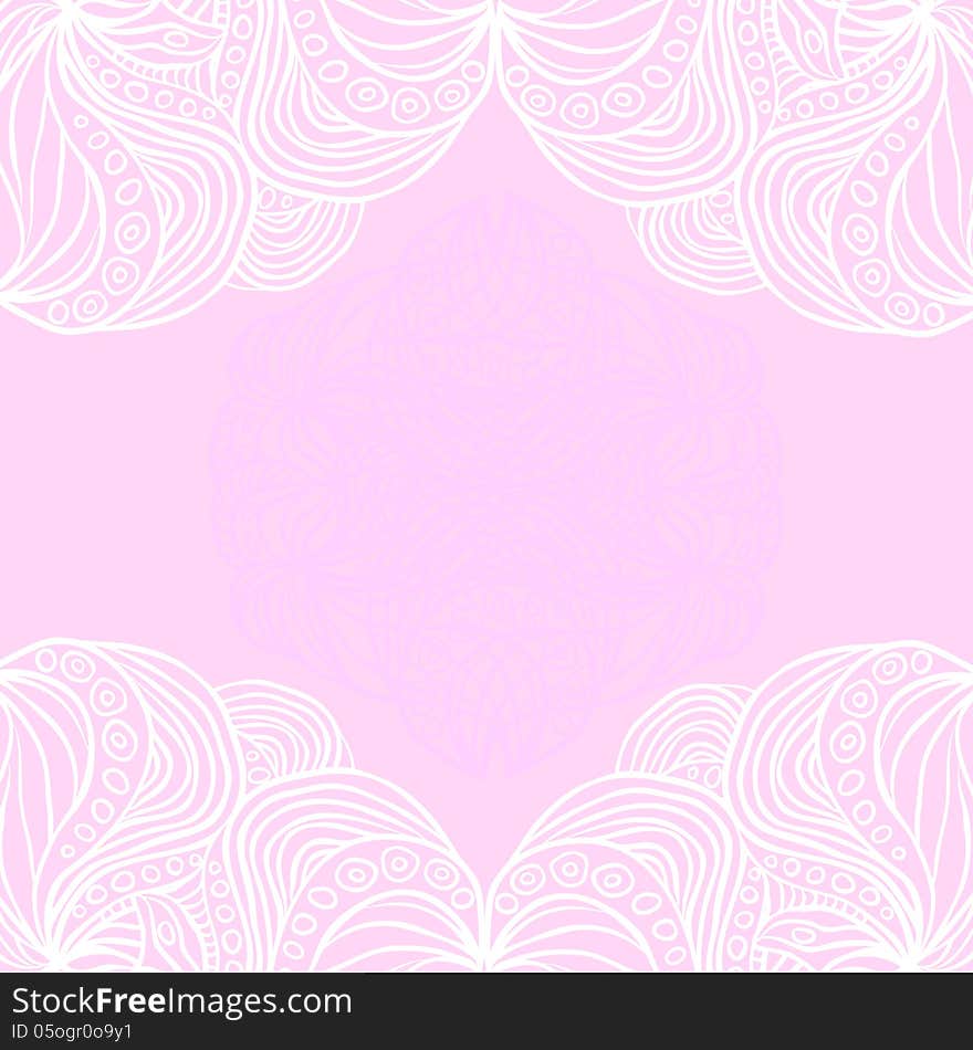 Abstract white borders on pink background. Pattern can be used as element of design or frame for your text or image.