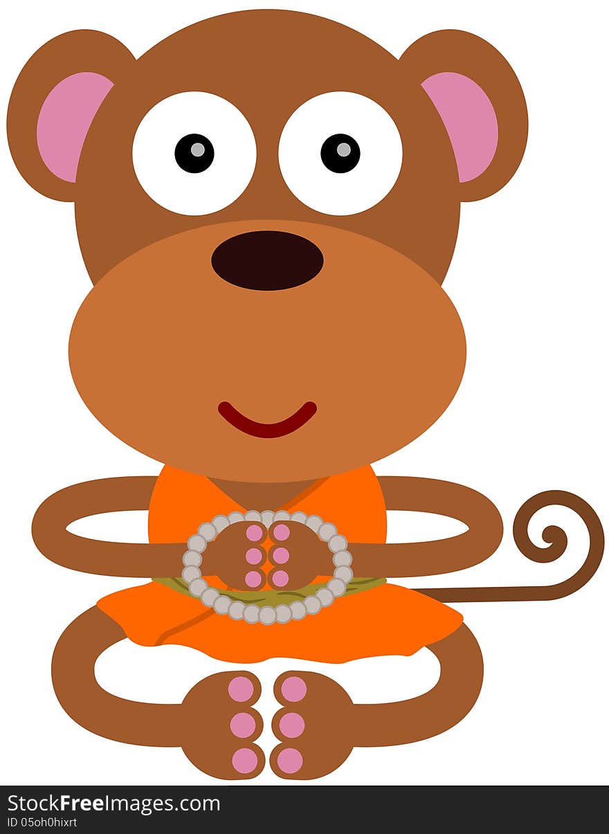 An illustration of a meditating monk monkey