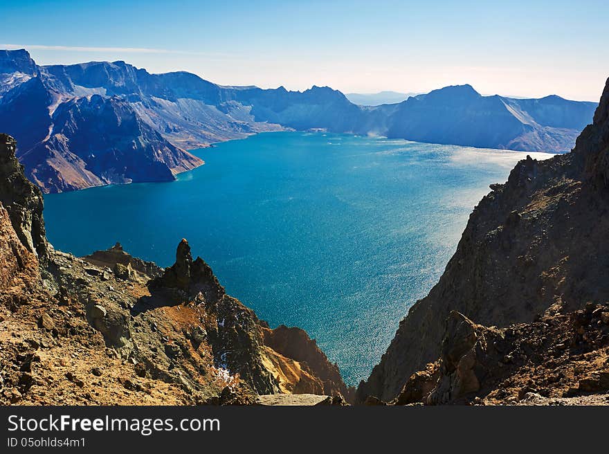 The photo taken in China's Jilin province Baishan city Changbai Mountain heaven pool scenic spot. The photo taken in China's Jilin province Baishan city Changbai Mountain heaven pool scenic spot.