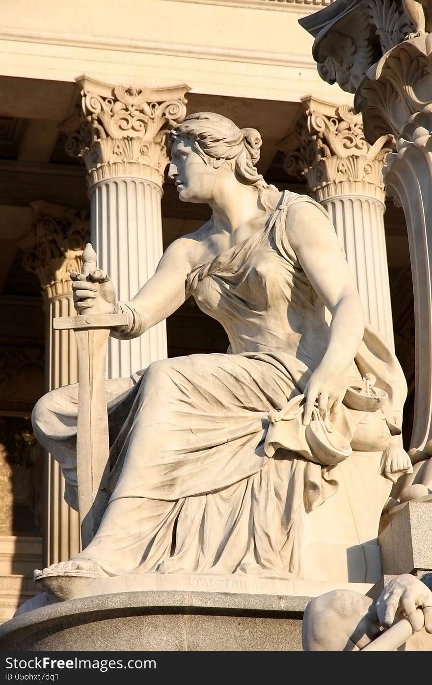 Pallas-Athena-Brunnen Fountain of the Austrian Parliament in Vienna, Austria