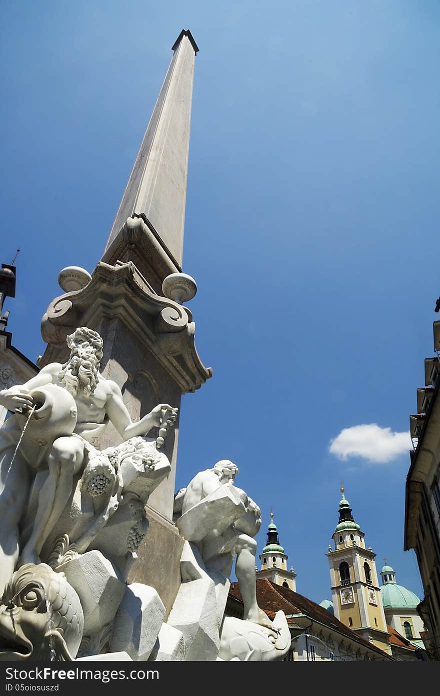 Scene in the Slovenian capital in the historic old town. Scene in the Slovenian capital in the historic old town