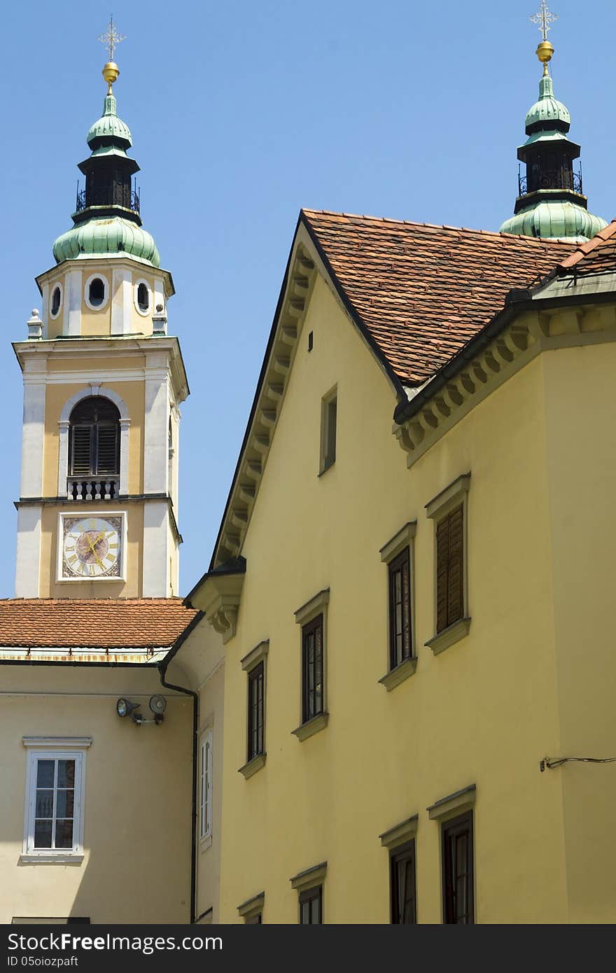 Scene in the historic old town of the capital of Slovenia. Scene in the historic old town of the capital of Slovenia