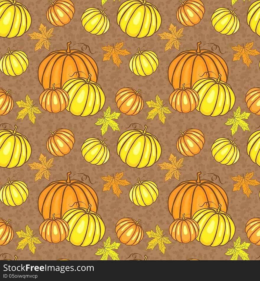 Vector seamless pattern with pumpkins