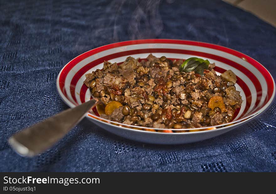 Appetizing hot lentils