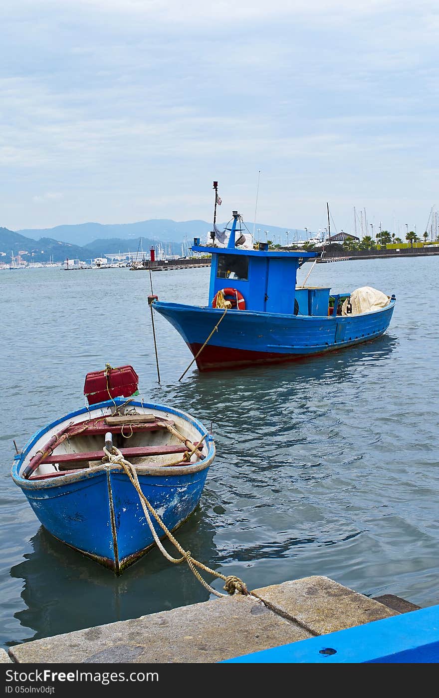 Blue fishing boat