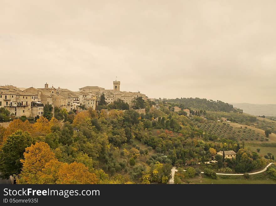 Medieval town on a hill in Tuscany, Italy