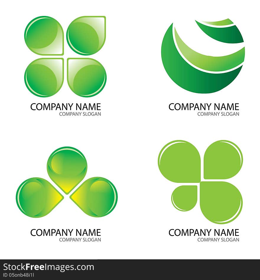 Set Of Green Logo Design Concepts. Set Of Green Logo Design Concepts