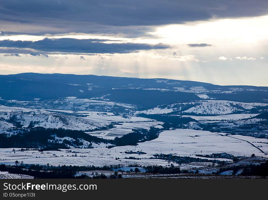 Romanian hills in winter time