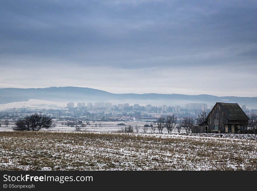 Village in winter time