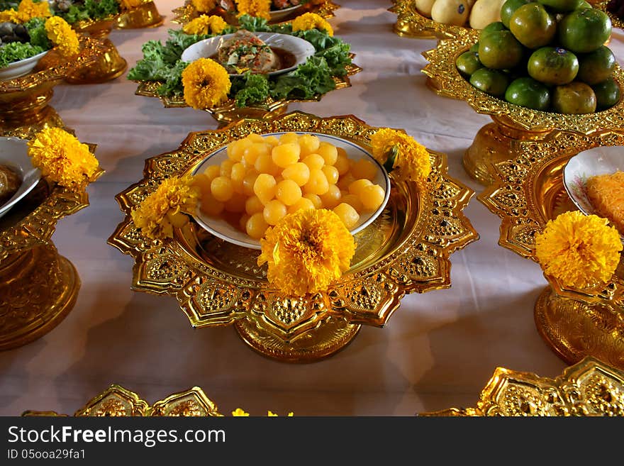 Thai sweet dessert for the monks. Thai sweet dessert for the monks.