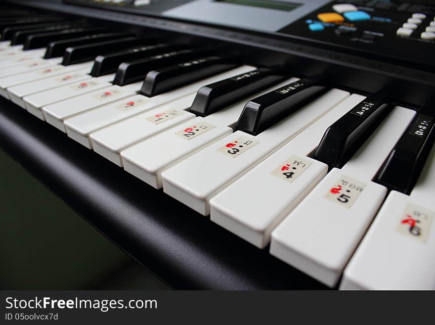 View training and playing electronic music keyboard closeup of students in the classroom. View training and playing electronic music keyboard closeup of students in the classroom.