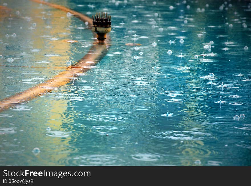 Water surface on a rainy day