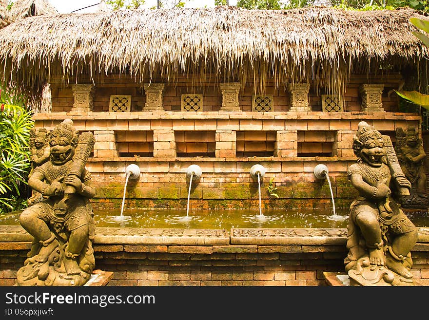 Two giant statues in garden.Garden design Thai style. Two giant statues in garden.Garden design Thai style.