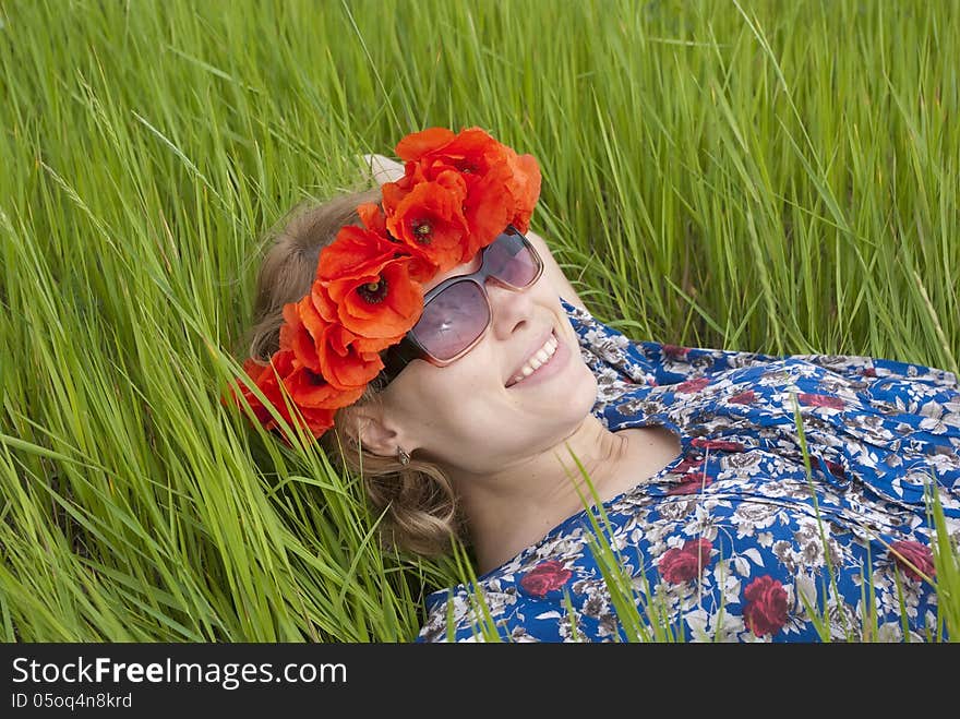 Girl Lying In Meadow