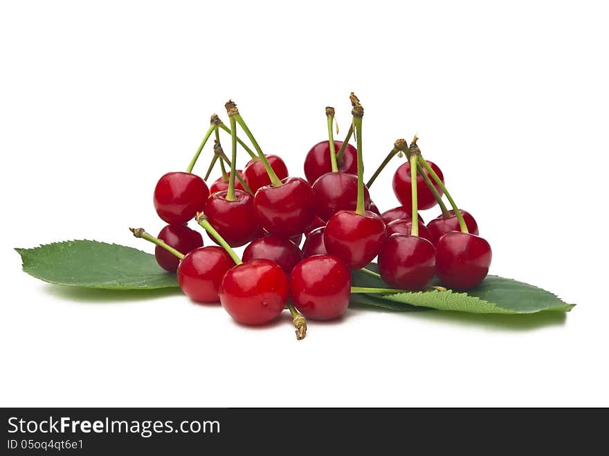 Sweet red cherries on white. Sweet red cherries on white