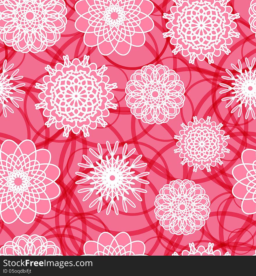 Pink seamless pattern of floral ornament. Vector illustration. Pink seamless pattern of floral ornament. Vector illustration