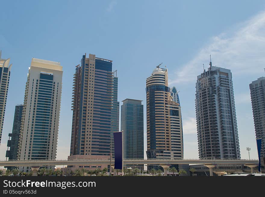 Business district of Dubai, modern buildings