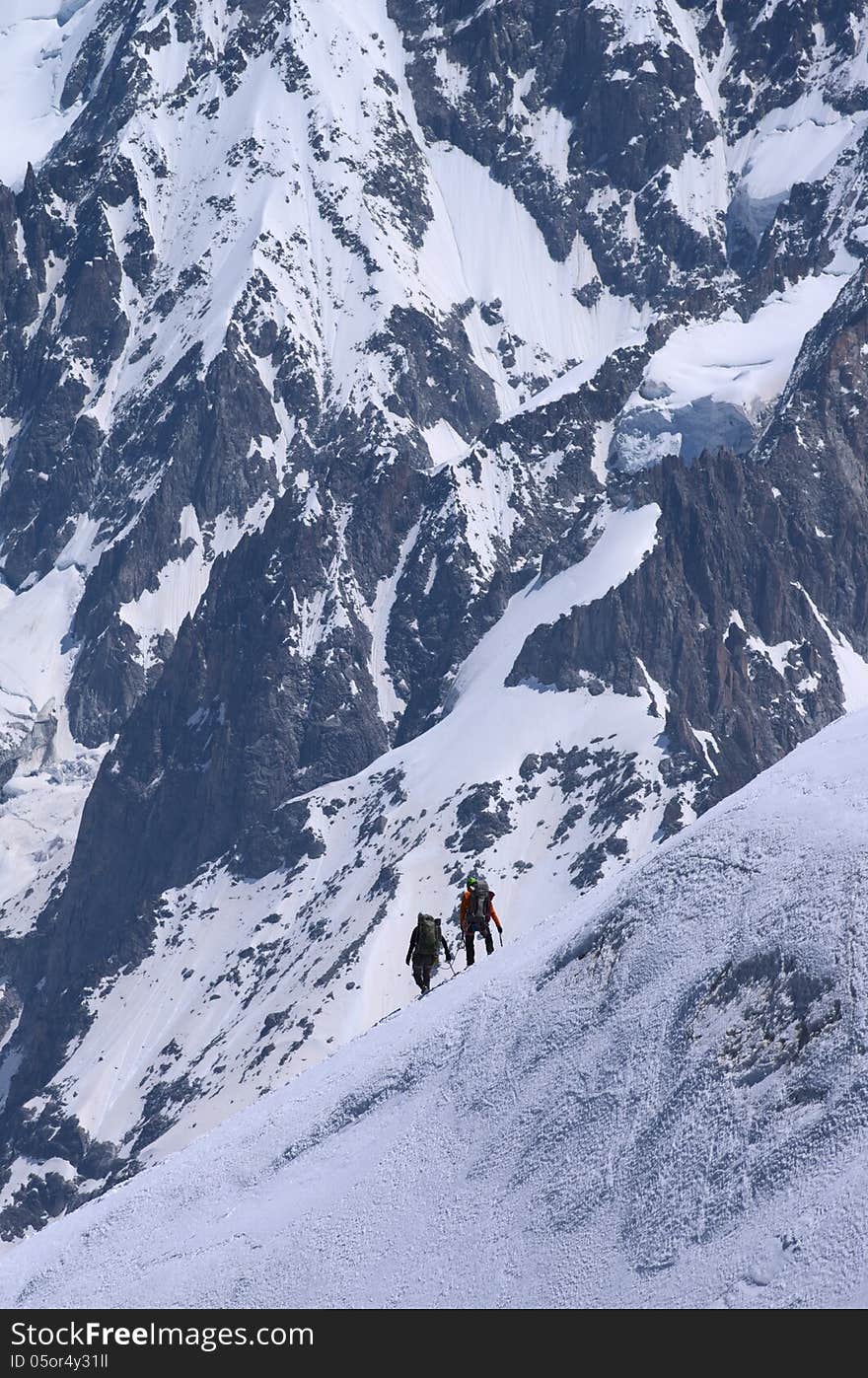 Mountaineers In French Alps