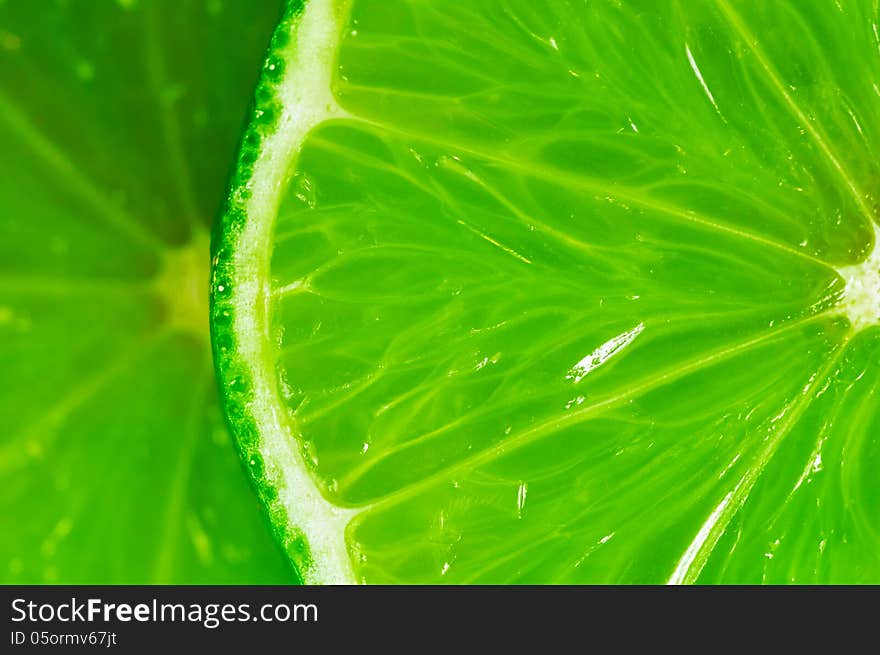 Close-up of a slice of lime. Close-up of a slice of lime