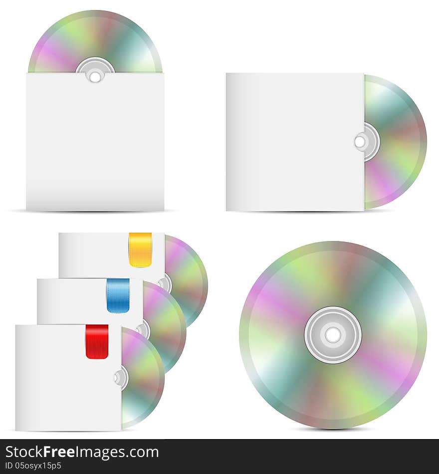 Set of disks in packages on a white background