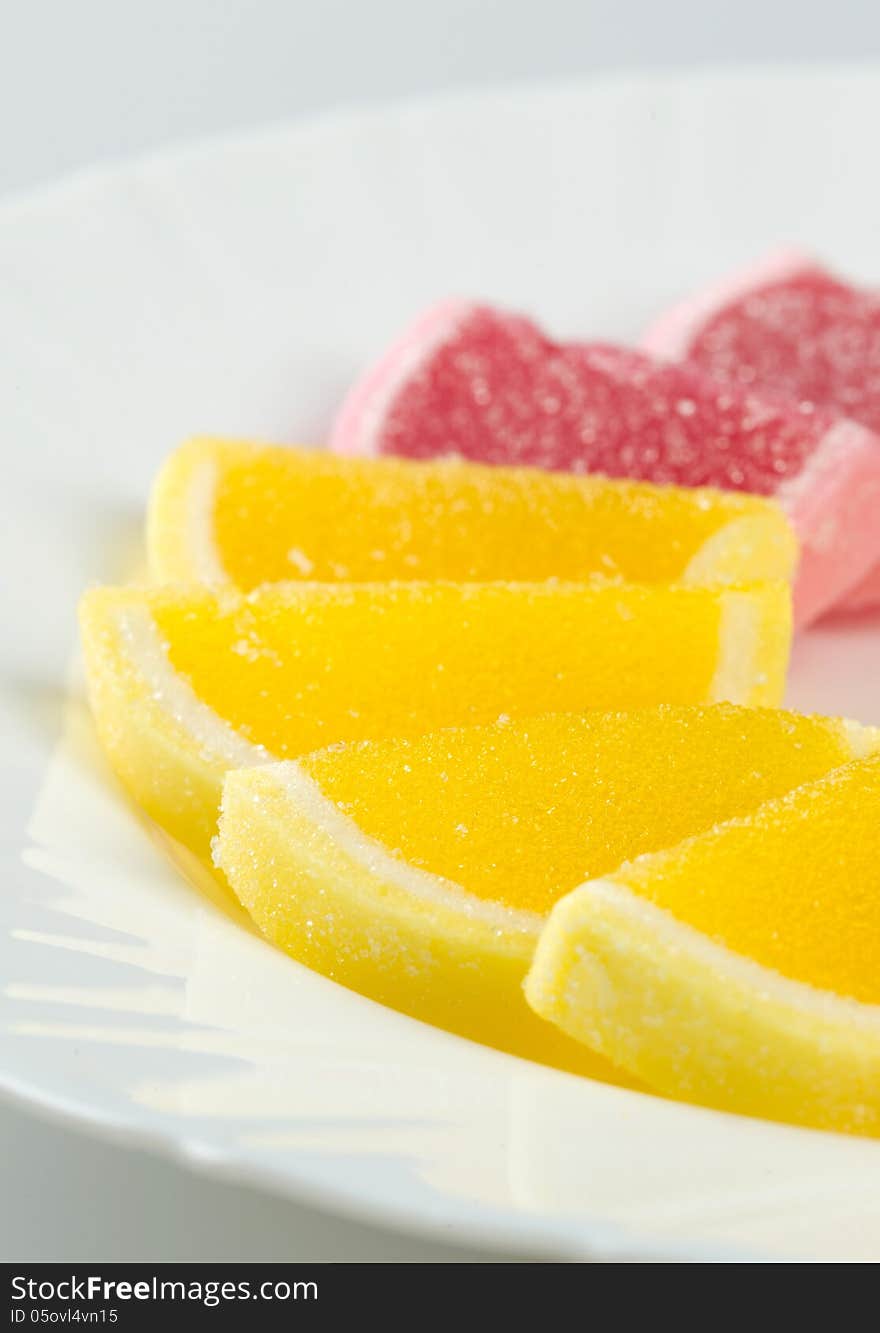 Jelly fruits on a plate