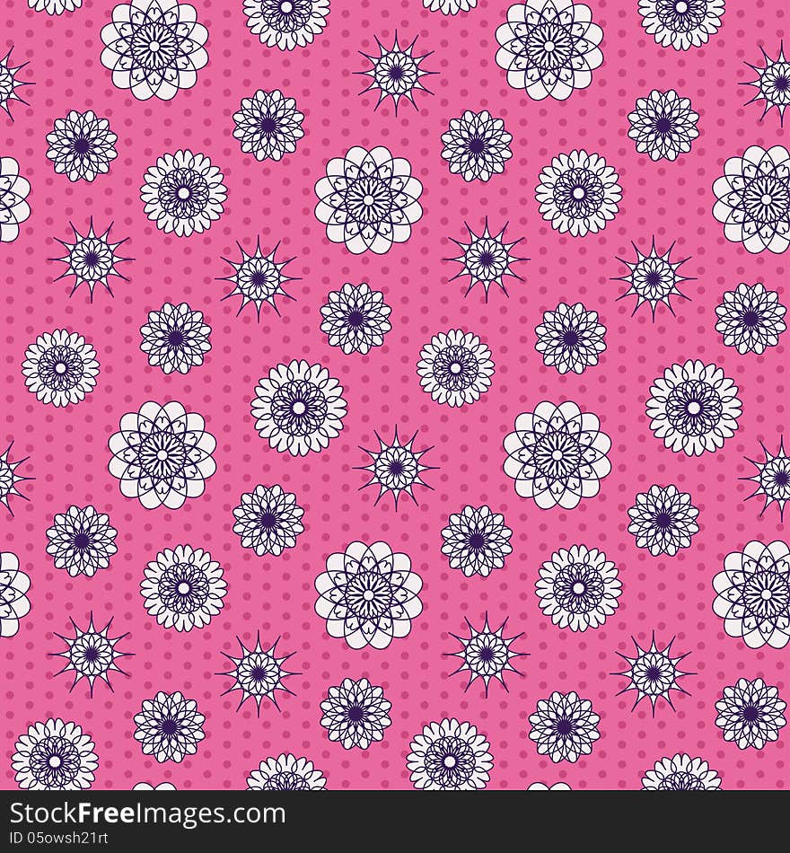 Seamless pattern of dotted floral ornament. Vector illustration. Seamless pattern of dotted floral ornament. Vector illustration